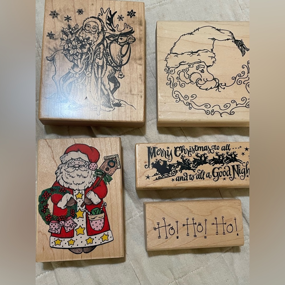 Christmas Themed Wooden Stamps Set